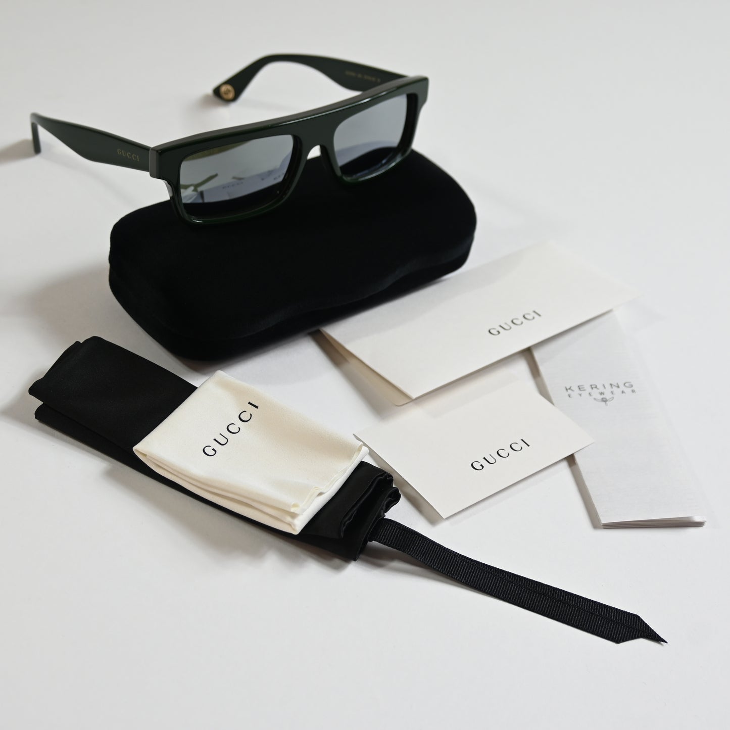 Gucci GG1616S 003 Mens Authentic Sunglasses Black/Green, 57mm - New
