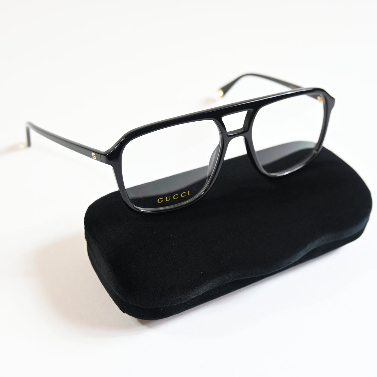 Gucci GG1078O 001 Womens Authentic Eyeglasses Black/Gold, 56mm - New