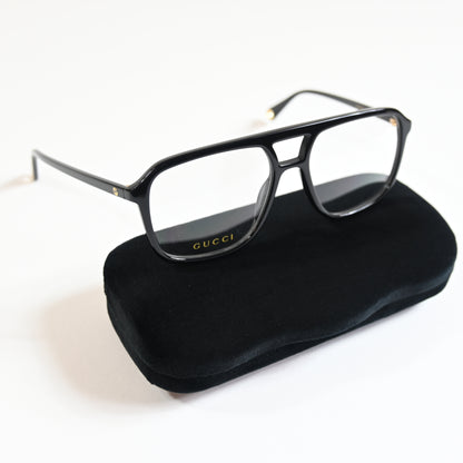 Gucci GG1078O 001 Womens Authentic Eyeglasses Black/Gold, 56mm - New