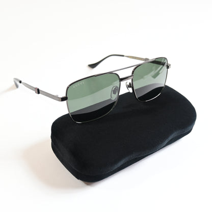 Gucci GG1441S 001 Mens Authentic Sunglasses Ruthenium Gray, 58mm - New