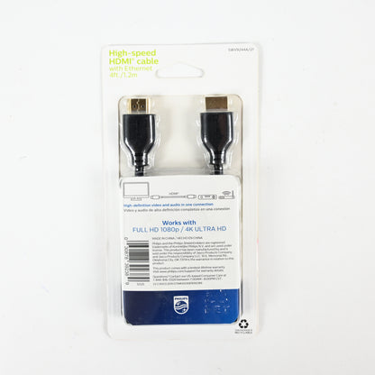 Philips High Speed HDMI Cable w/ Ethernet - 4 ft - Black - New