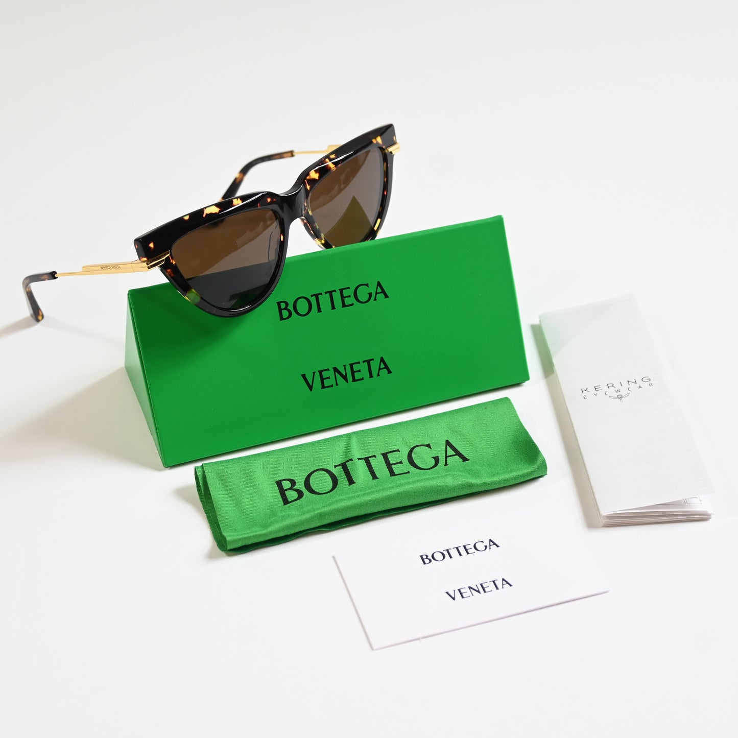 Bottega BV1265S 002 Womens Authentic Sunglasses Tortoise Black/Gold, 54mm - New