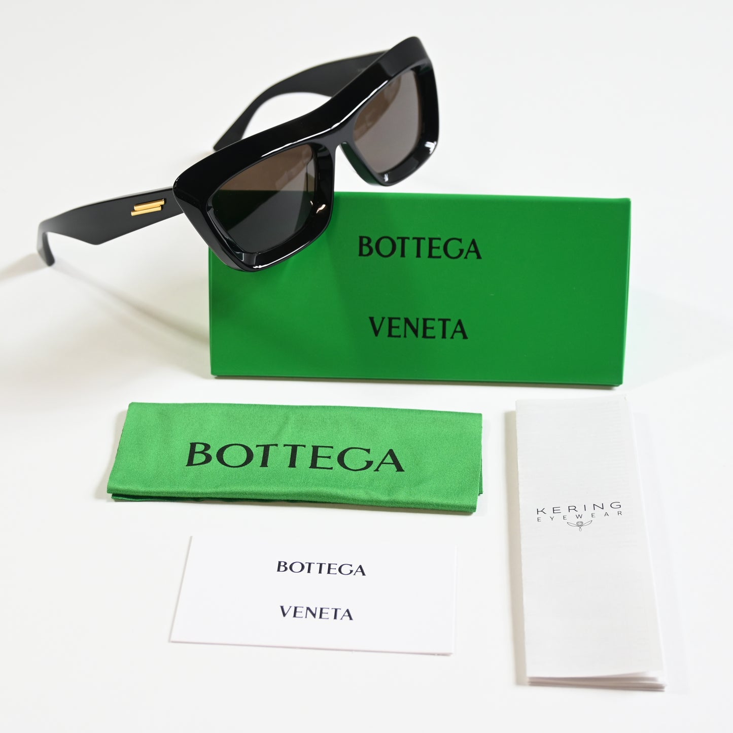 Bottega BV1283S 001 Womens Authentic Sunglasses Black/Gold, 53mm - New