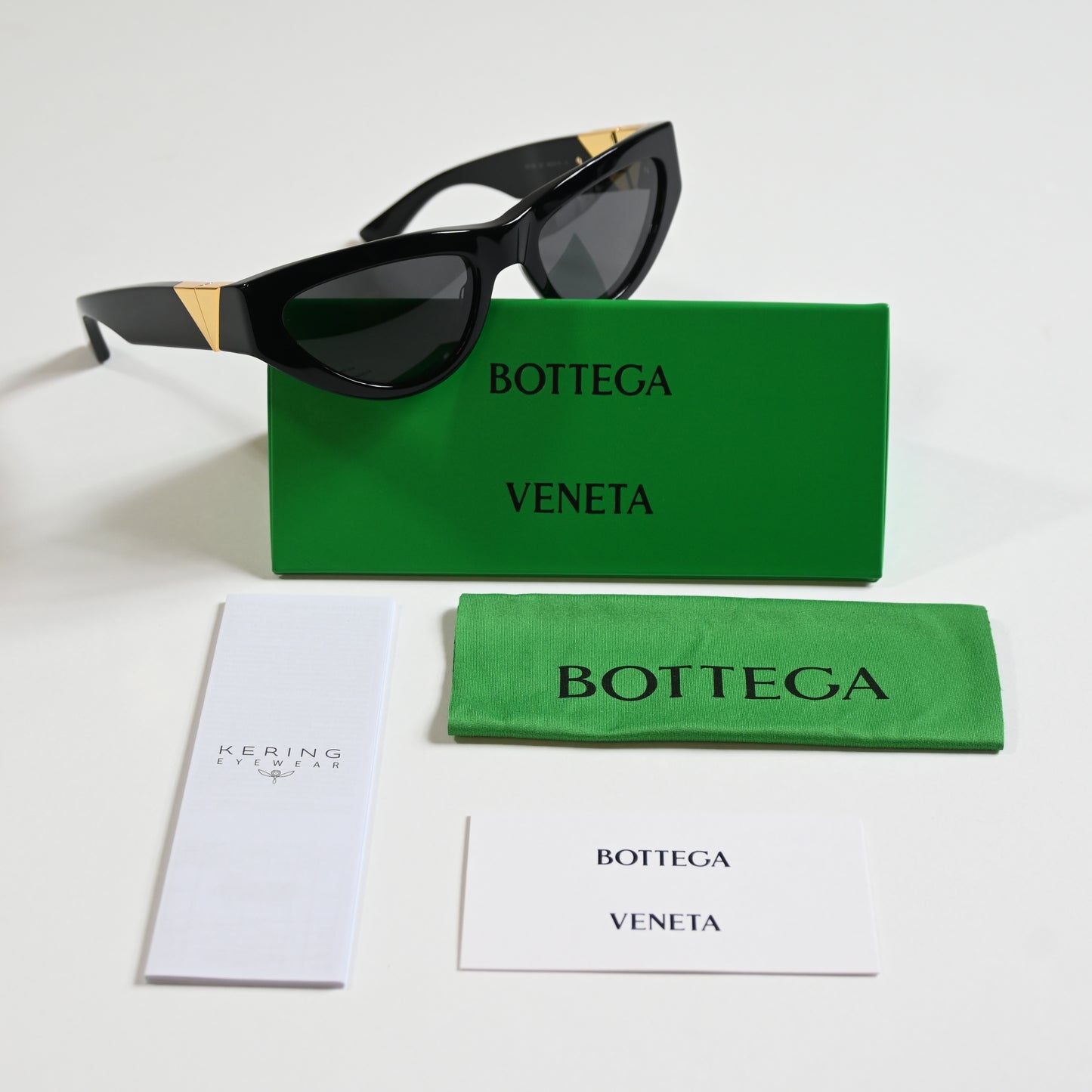 Bottega BV1176S 001 Womens Authentic Sunglasses Black/Gold, 55mm - New