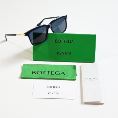 Bottega BV1261S 003 Mens Authentic Sunglasses Blue/Gold, 56mm - New