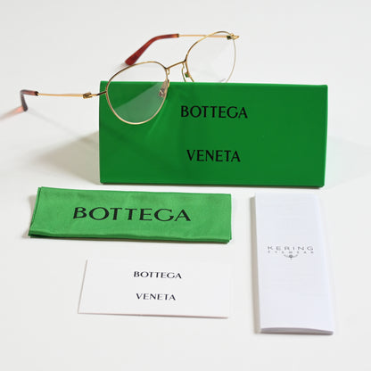 Bottega BV1269O 002 Mens Authentic Eyeglasses Gold, 50mm Optical Frames - New