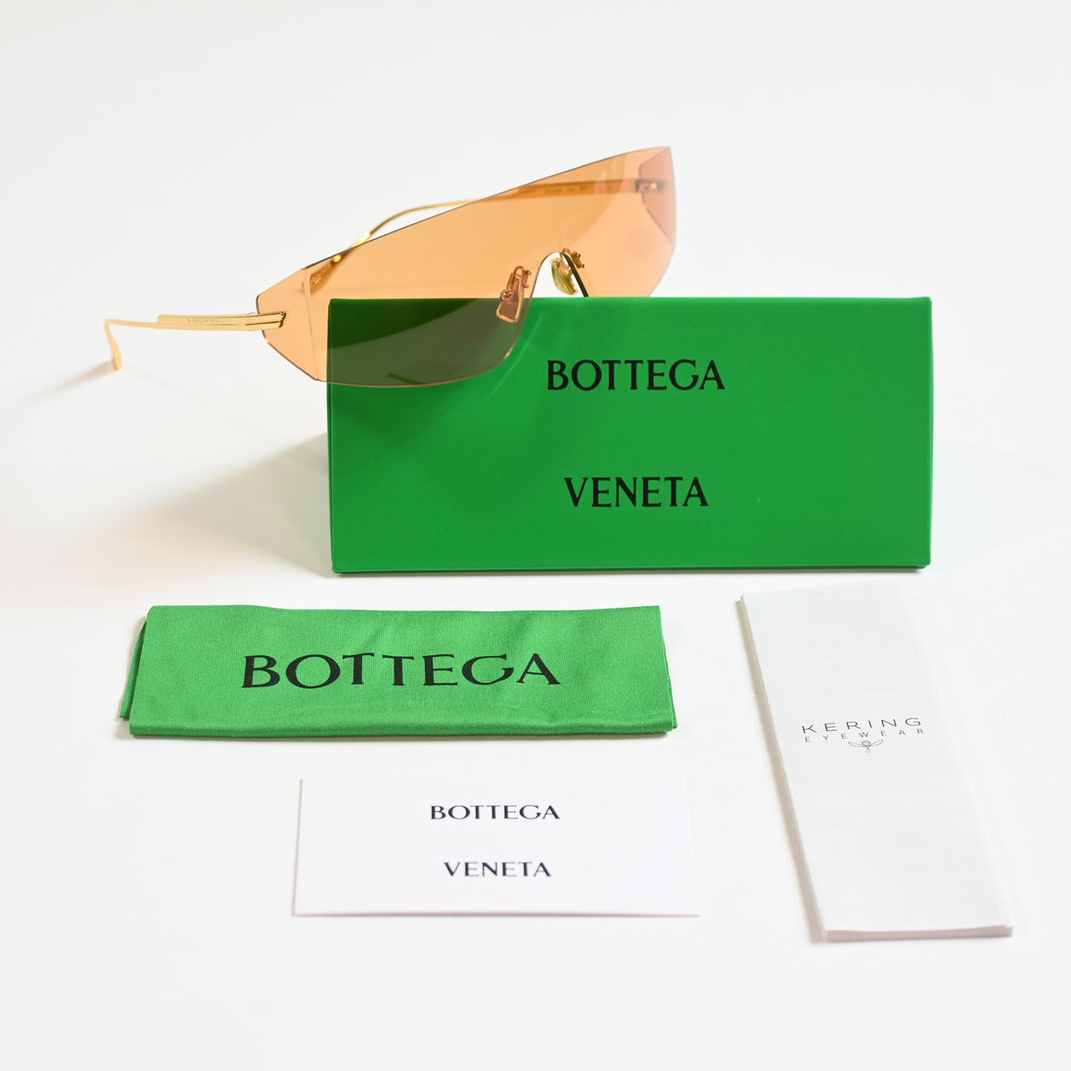 Bottega BV1299S 002 Unisex Authentic Sunglasses Gold/Orange, 99mm - New