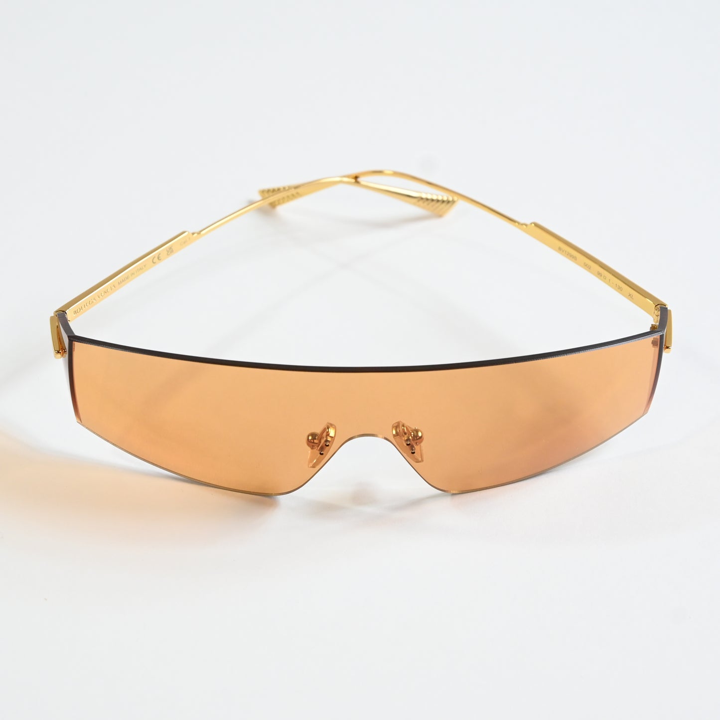 Bottega BV1299S 002 Unisex Authentic Sunglasses Gold/Orange, 99mm - New