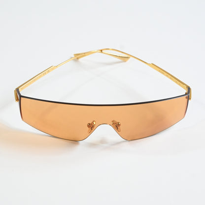Bottega BV1299S 002 Unisex Authentic Sunglasses Gold/Orange, 99mm - New