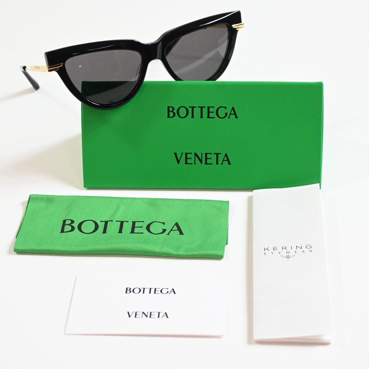 Bottega BV1265S 001 Womens Authentic Sunglasses Black/Gold, 54mm - New
