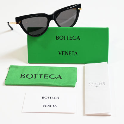 Bottega BV1265S 001 Womens Authentic Sunglasses Black/Gold, 54mm - New