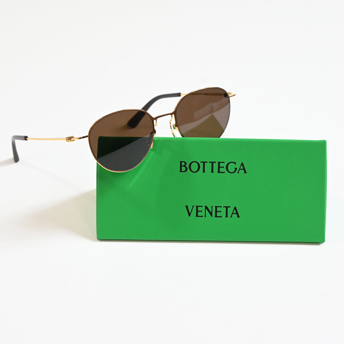Bottega BV1268S 002 Unisex Authentic Sunglasses Gold/Brown, 51mm - New