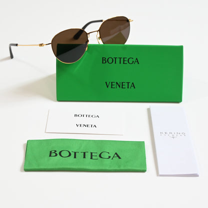 Bottega BV1268S 002 Unisex Authentic Sunglasses Gold/Brown, 51mm - New