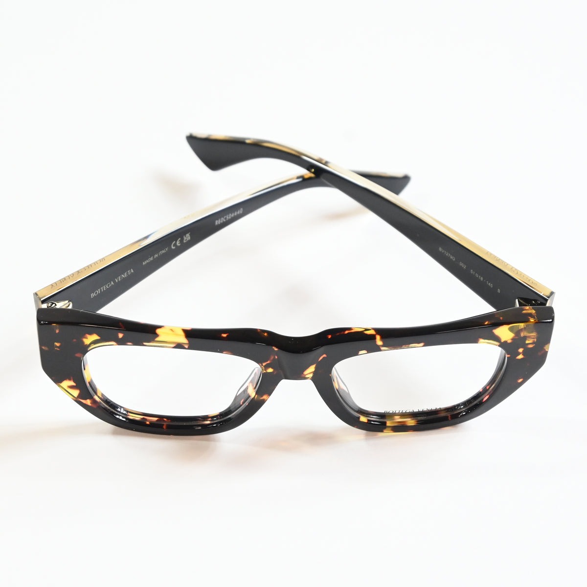 Bottega BV1279O 002 Womens Authentic Eyeglasses Havana/Gold, 51mm - New
