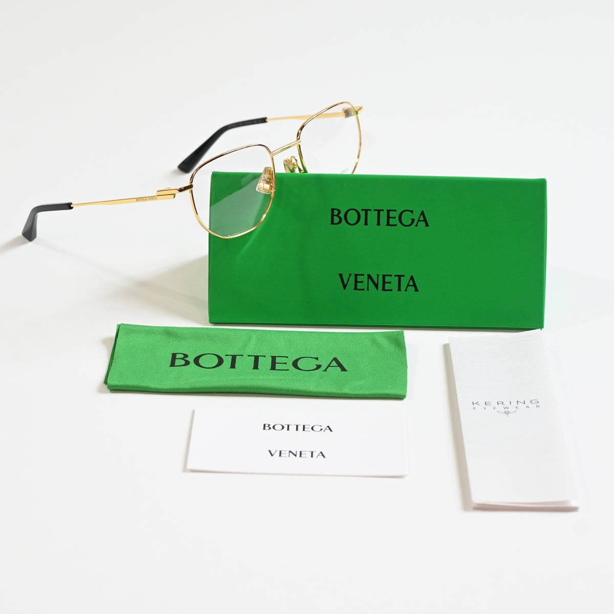 Bottega BV1301O 001 Unisex Authentic Eyeglasses Gold, 50mm Optical Frames - New