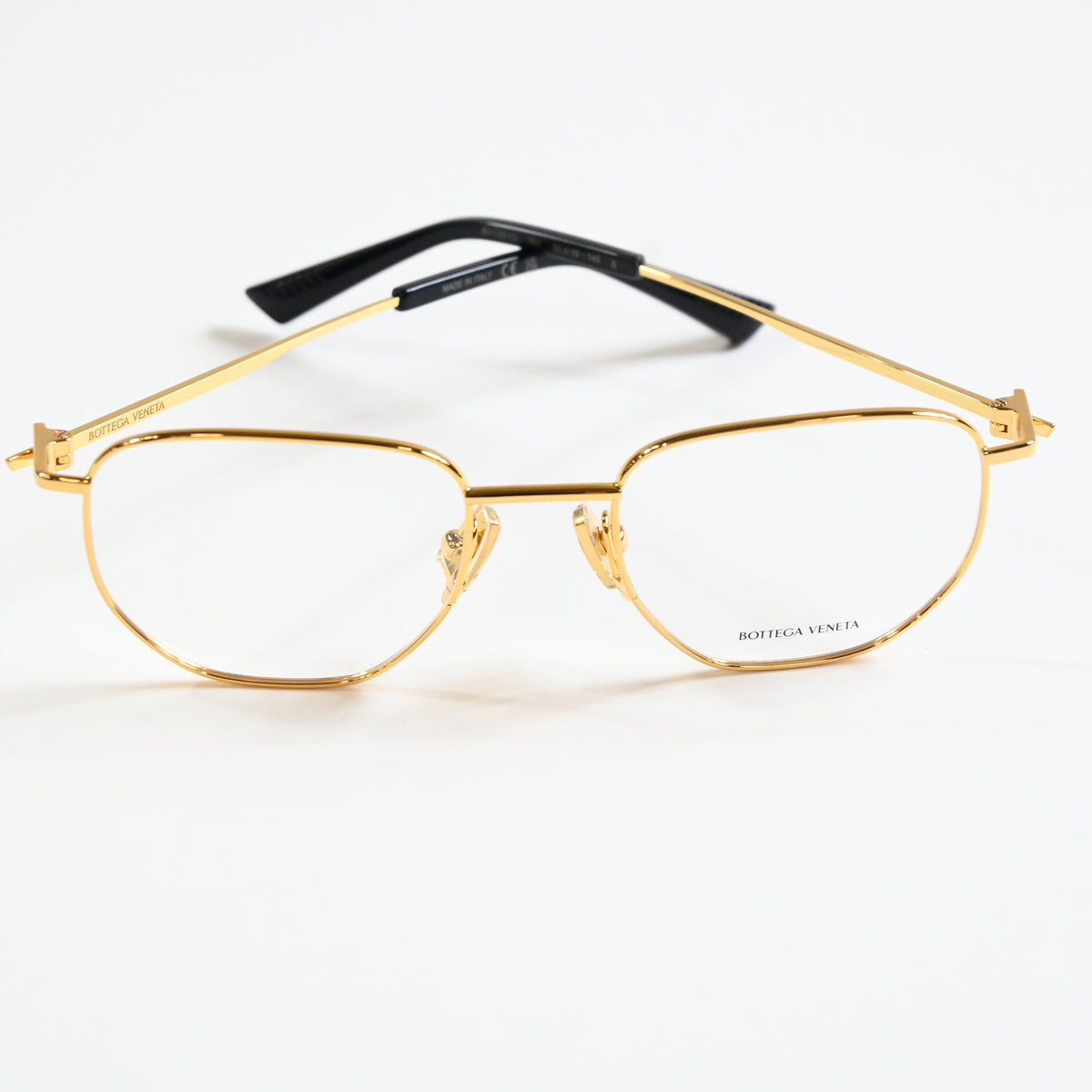 Bottega BV1301O 001 Unisex Authentic Eyeglasses Gold, 50mm Optical Frames - New