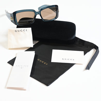 Gucci GG1403S 003 Womens Authentic Sunglasses Dark Blue/Bronze, 54mm - New