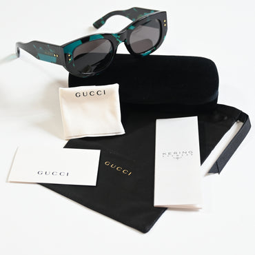 Gucci GG1215S 001 Womens Authentic Sunglasses Blue Havana, 51mm - New