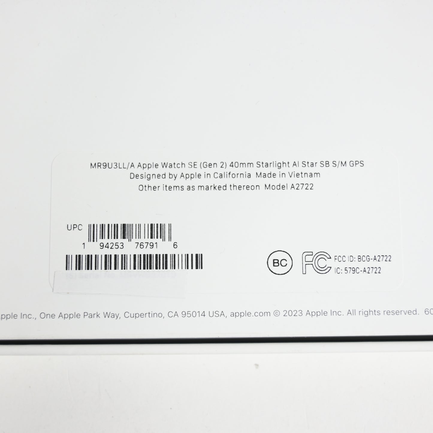 Apple Watch SE 2nd Gen [GPS 40mm] S/M Sport Band MR9U3LL/A - Starlight - Grade B