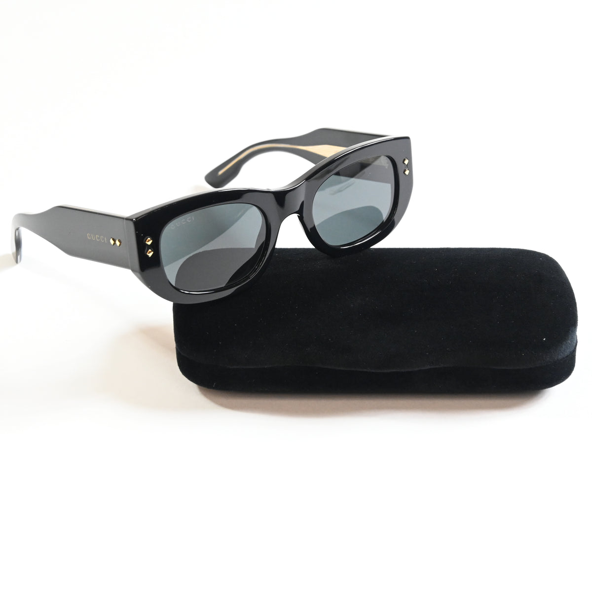 Gucci GG1215S 002 Womens Authentic Sunglasses Black/Gray, 51mm - New