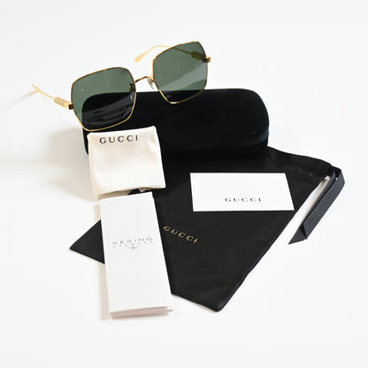 Gucci GG1434S 001 Womens Authentic Sunglasses Gold/Gray, 57mm - New