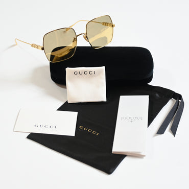 Gucci GG1434S 004 Womens Authentic Sunglasses Gold, 57mm - New