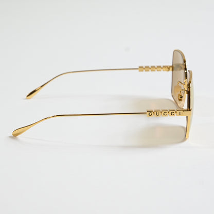 Gucci GG1434S 004 Womens Authentic Sunglasses Gold, 57mm - New