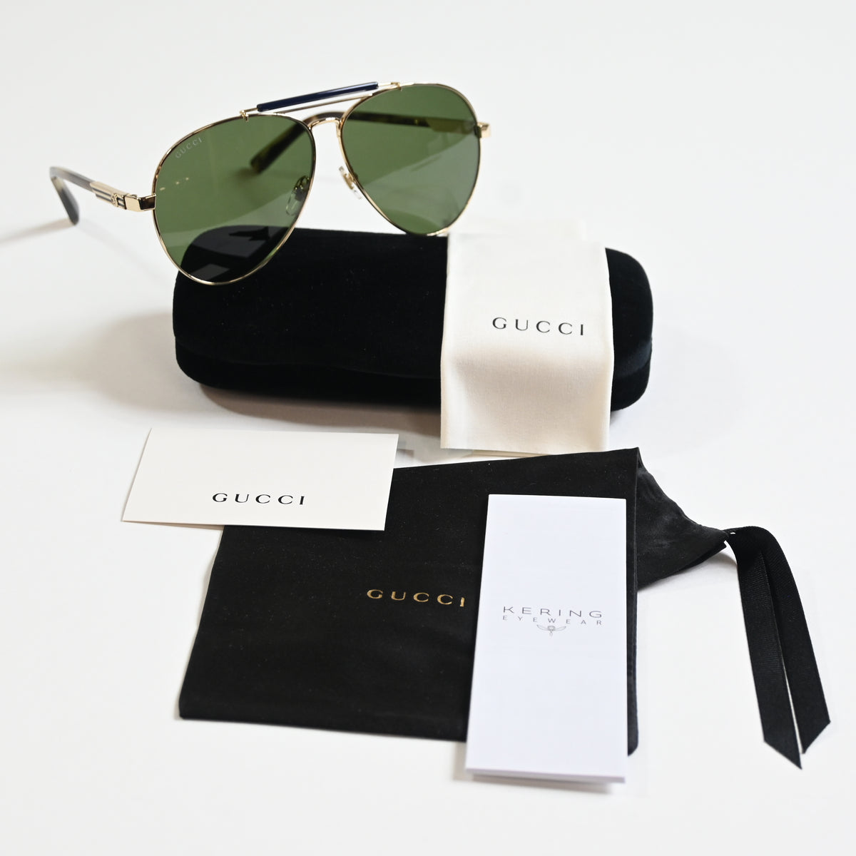 Gucci GG1287S 003 Mens Authentic Sunglasses Gold/Green, 61mm - New