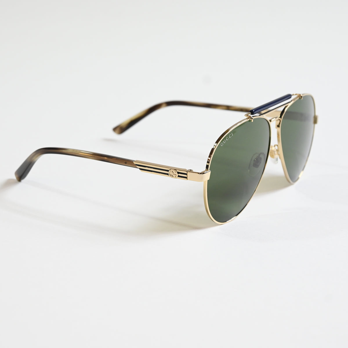 Gucci GG1287S 003 Mens Authentic Sunglasses Gold/Green, 61mm - New
