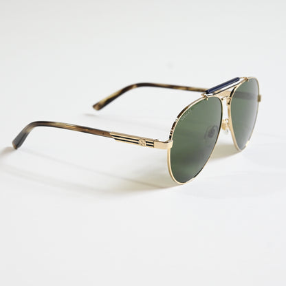Gucci GG1287S 003 Mens Authentic Sunglasses Gold/Green, 61mm - New