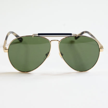 Gucci GG1287S 003 Mens Authentic Sunglasses Gold/Green, 61mm - New