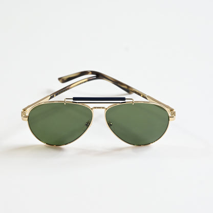 Gucci GG1287S 003 Mens Authentic Sunglasses Gold/Green, 61mm - New