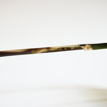Gucci GG1287S 003 Mens Authentic Sunglasses Gold/Green, 61mm - New