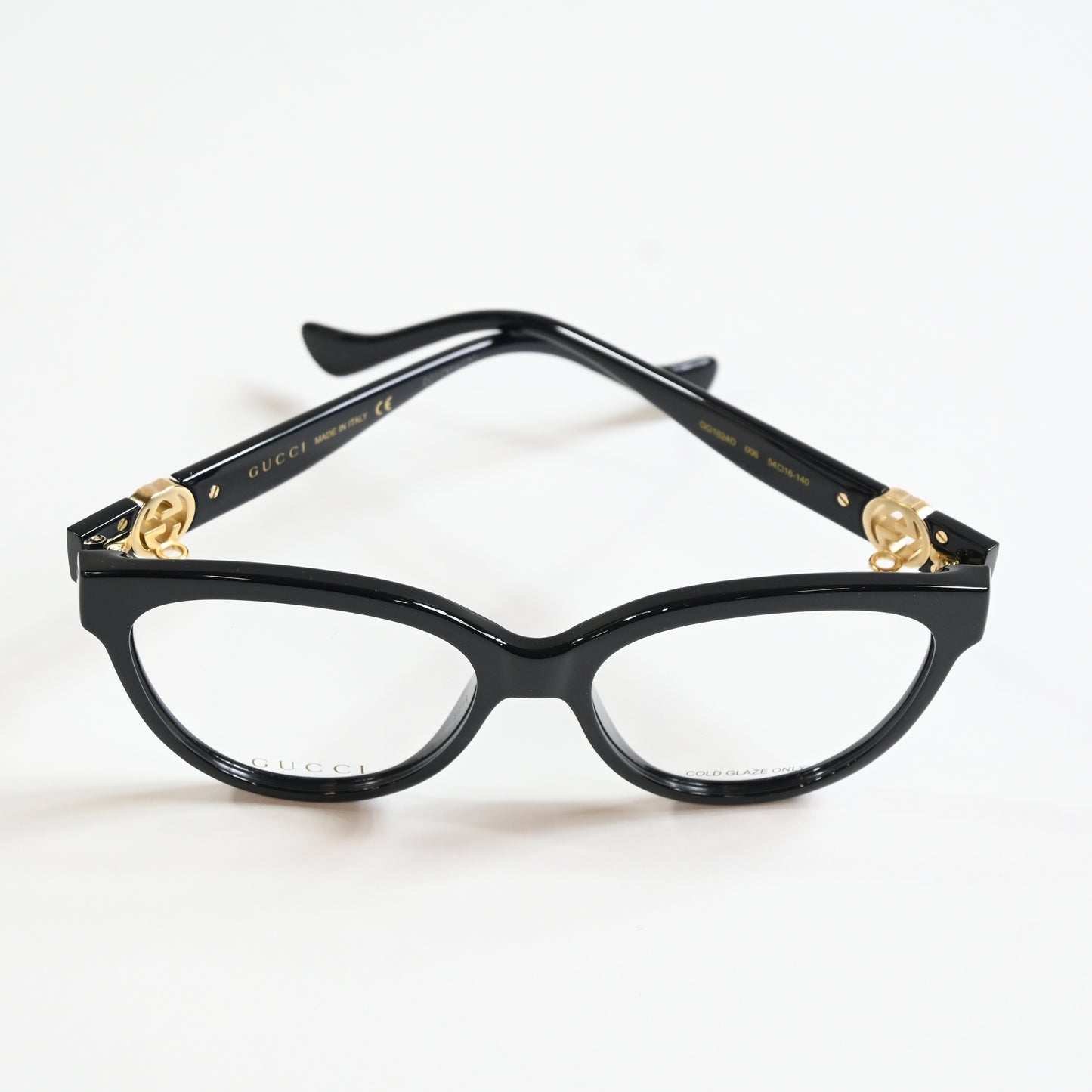 Gucci GG1024O 006 Mens Authentic Eyeglasses Black/Gold, 54mm - New