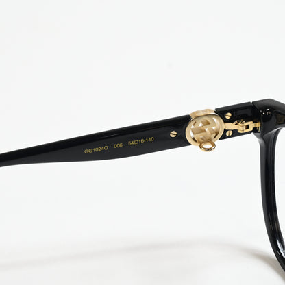 Gucci GG1024O 006 Mens Authentic Eyeglasses Black/Gold, 54mm - New