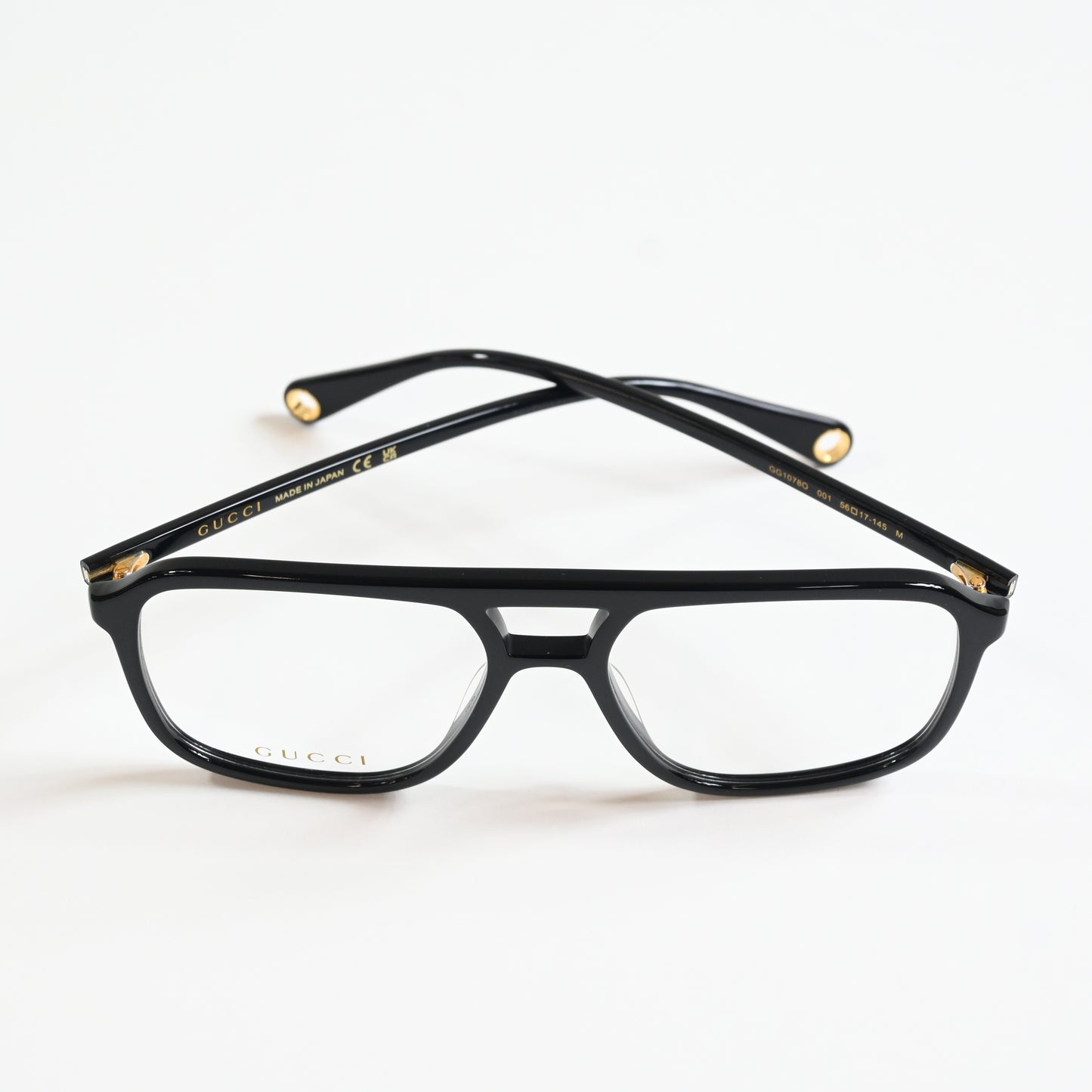 Gucci GG1078O 001 Womens Authentic Eyeglasses Black/Gold, 56mm - New