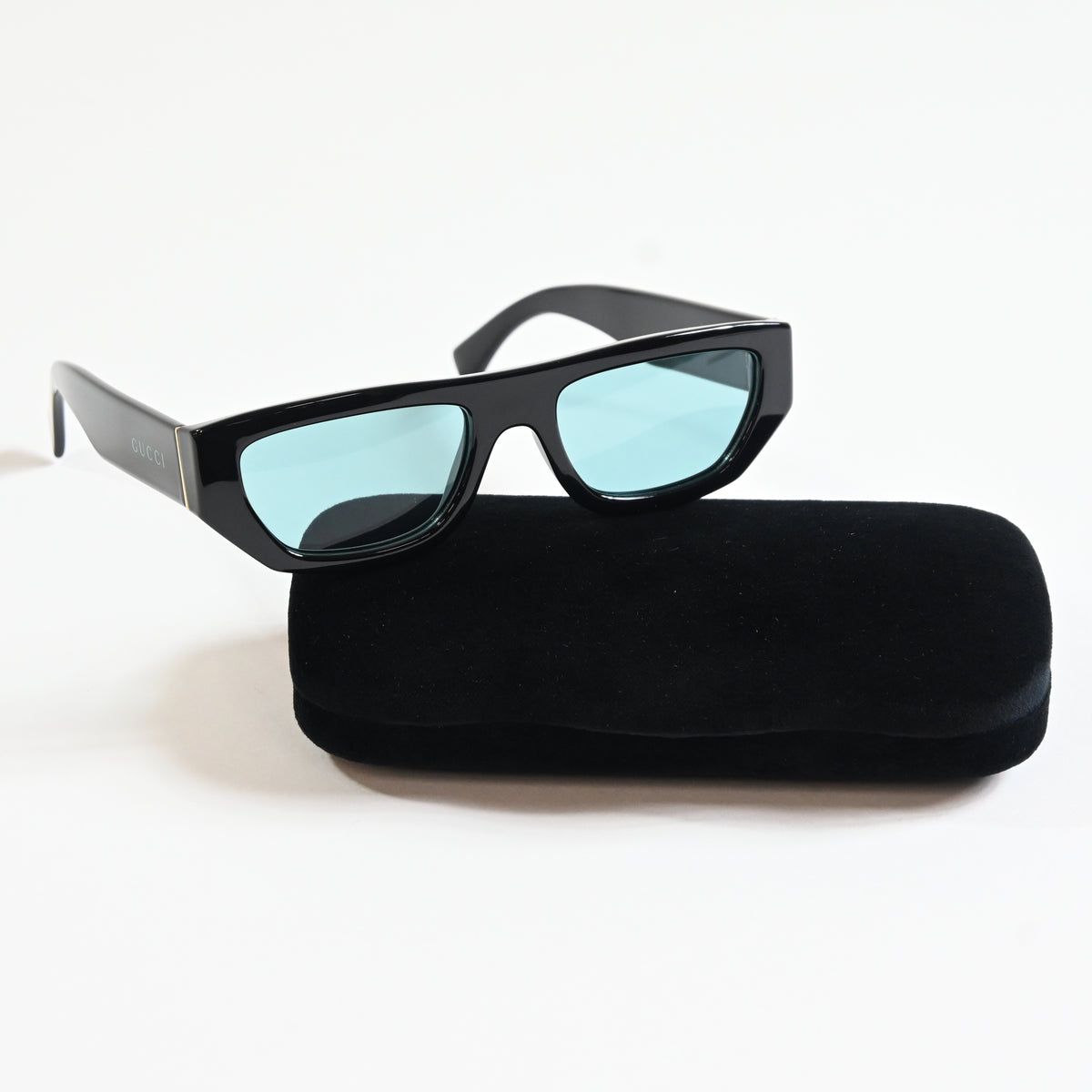 Gucci GG1134S 004 Mens Authentic Sunglasses Black/Teal, 53mm - New