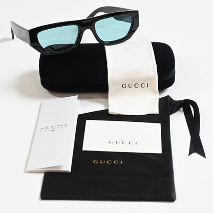 Gucci GG1134S 004 Mens Authentic Sunglasses Black/Teal, 53mm - New