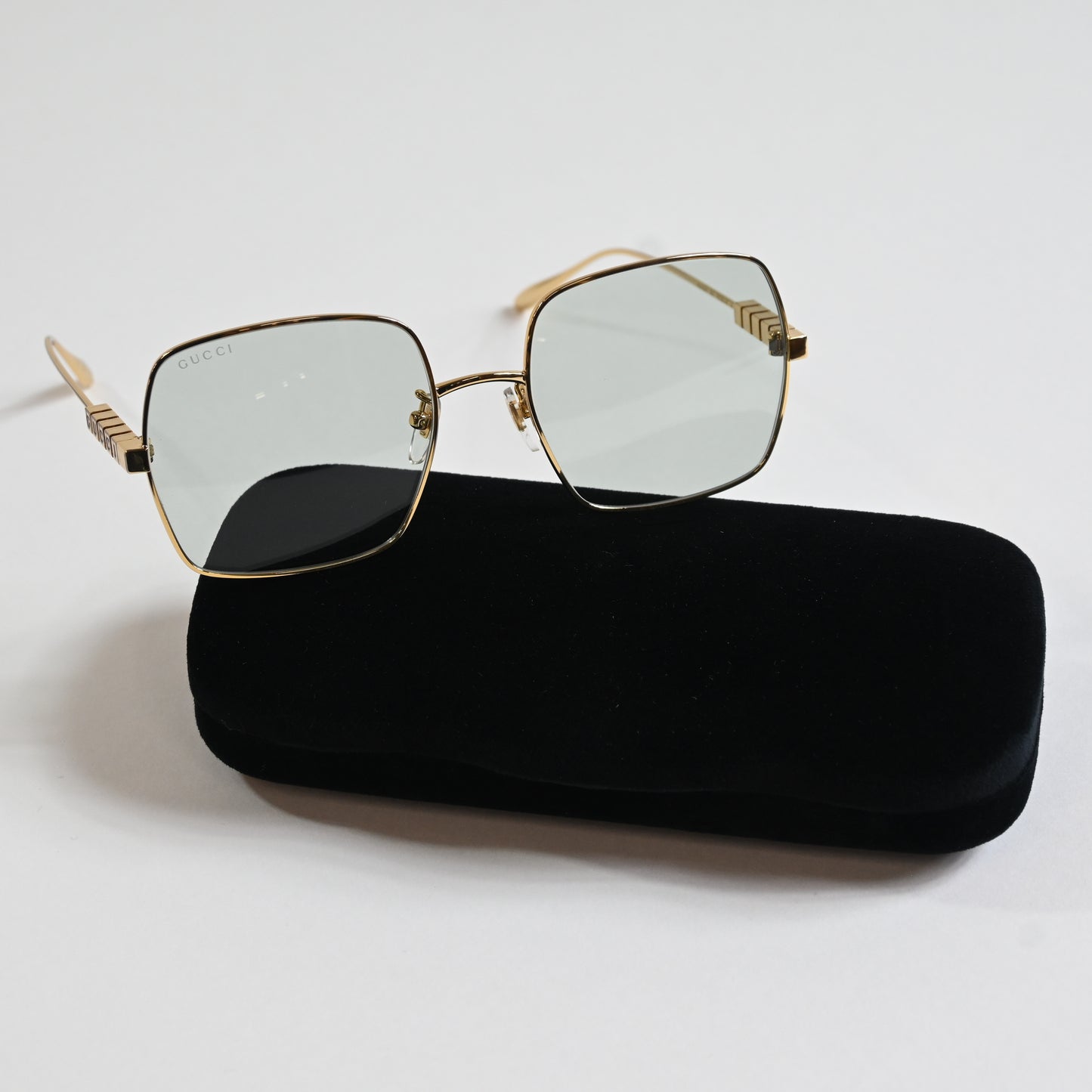 Gucci GG1434S 003 Womens Authentic Sunglasses Gold/Green, 57mm - New