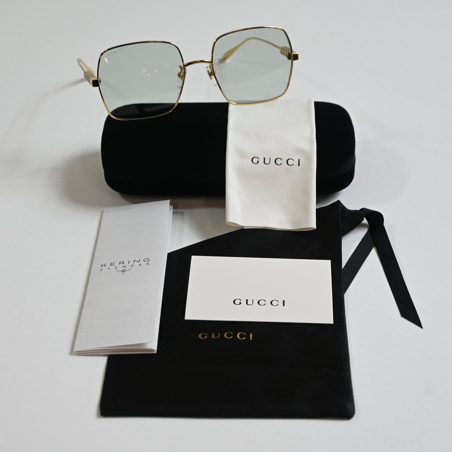 Gucci GG1434S 003 Womens Authentic Sunglasses Gold/Green, 57mm - New