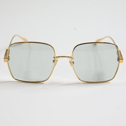 Gucci GG1434S 003 Womens Authentic Sunglasses Gold/Green, 57mm - New