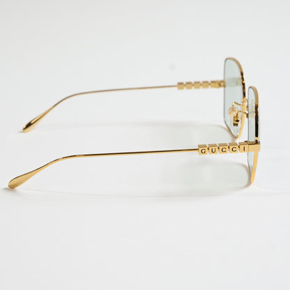 Gucci GG1434S 003 Womens Authentic Sunglasses Gold/Green, 57mm - New