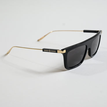 Gucci GG1437S 001 Mens Authentic Sunglasses Black/Gold, 55mm - New