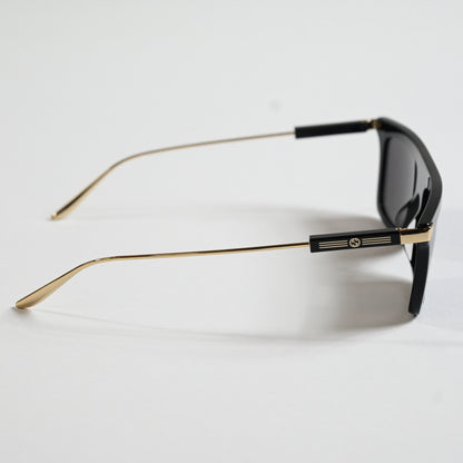 Gucci GG1437S 001 Mens Authentic Sunglasses Black/Gold, 55mm - New