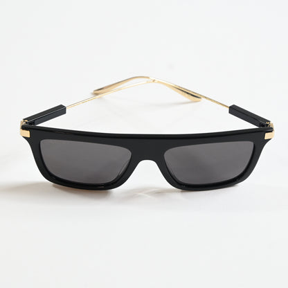 Gucci GG1437S 001 Mens Authentic Sunglasses Black/Gold, 55mm - New