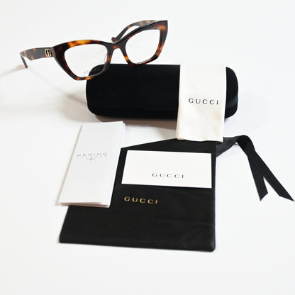 Gucci GG1334O 002 Unisex Authentic Eyeglasses Havana, 52mm Optical Frames - New