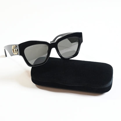Gucci GG1422S 002 Womens Authentic Sunglasses Black/Gold, 55mm - New