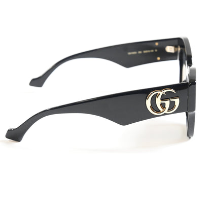 Gucci GG1422S 002 Womens Authentic Sunglasses Black/Gold, 55mm - New