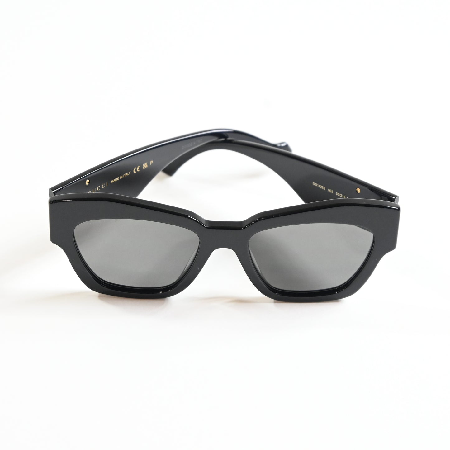 Gucci GG1422S 002 Womens Authentic Sunglasses Black/Gold, 55mm - New
