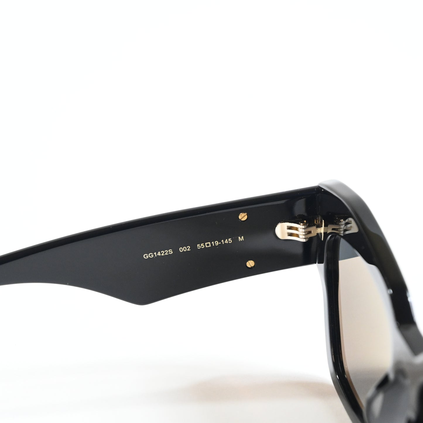 Gucci GG1422S 002 Womens Authentic Sunglasses Black/Gold, 55mm - New